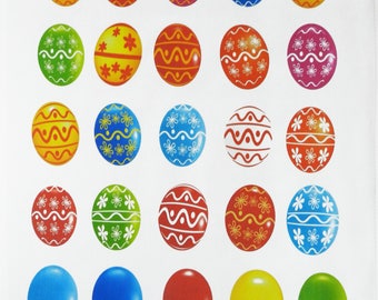 Colourful Easter Egg Design Large Cotton Tea Towel