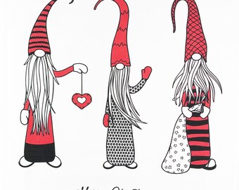 Merry Christmas from The Gonks Large Cotton Tea Towel