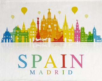 Madrid Spain - Large Cotton Tea Towel
