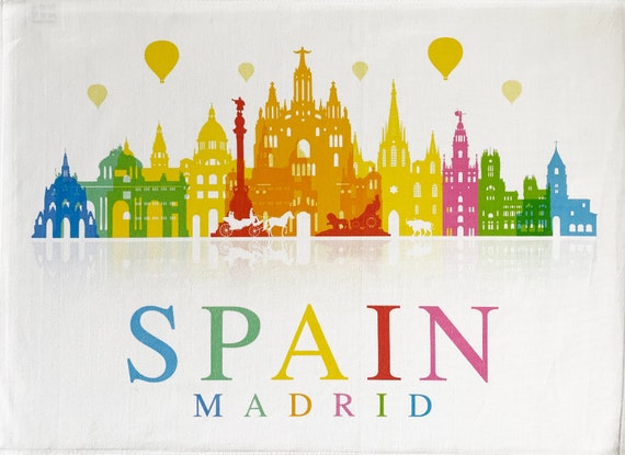 Madrid Spain - Large Cotton Tea Towel