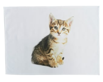 The Tabby Kitten (Sitting) - Large Cotton Tea Towel