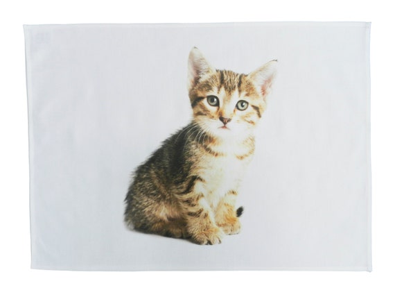 The Tabby Kitten (Sitting) - Large Cotton Tea Towel