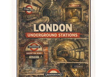Abandoned London Underground Stations Cotton Tea Towel – Vintage Tube Poster Design