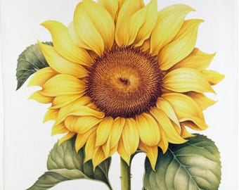 The Big Yellow Sunflower Head large cotton tea towel