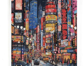 Life in Tokyo Cotton Tea Towel, White, 47 x 65 cm,  with Hanging Loop