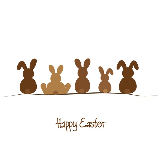 Happy Easter Bunnies Large Cotton Tea Towel