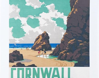 Cornwall Travel large cotton tea towel