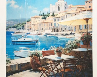 St Tropez - large colourful cotton tea towel
