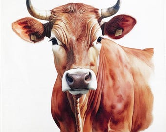 The Big Brown Cow Face large cotton tea towel