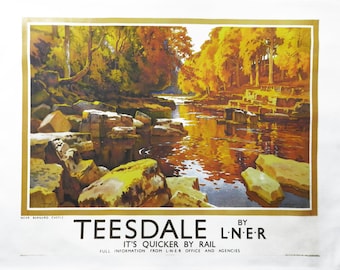 Teesdale - Retro Style Travel Poster Large Cotton Tea Towel