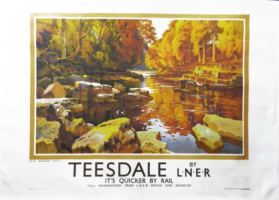 Teesdale - Retro Style Travel Poster Large Cotton Tea Towel