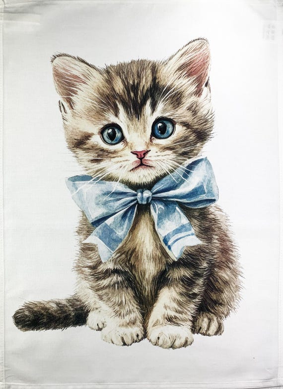 The Tabby Kitten large cotton tea towel