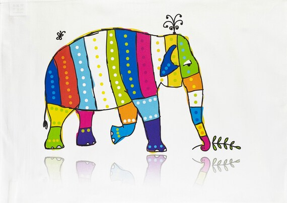 The Colourful Elephant - Large Cotton Tea Towel