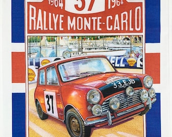The 1964 Monte Carlo Rally Large Cotton Tea Towel