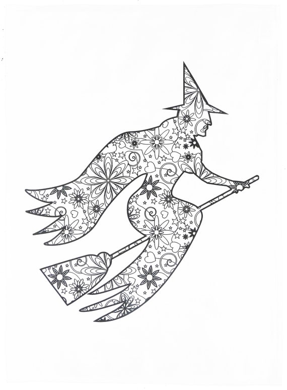 Witch on her Broomstick -  Large Cotton Tea Towel by Half a Donkey