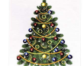 The Large Festive Christmas Tree Cotton Tea Towel