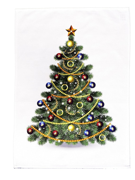 The Large Festive Christmas Tree Cotton Tea Towel