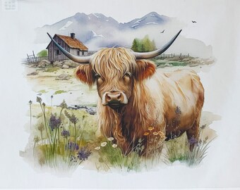 The Highland Cow Large Cotton Tea Towel