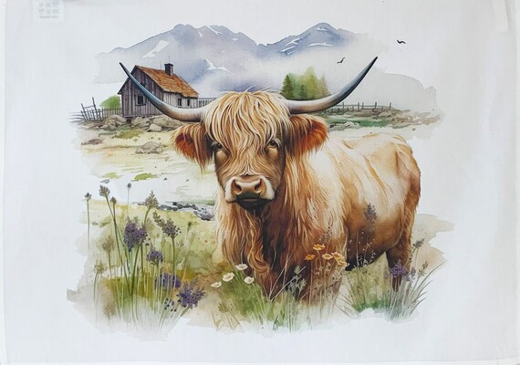 The Highland Cow Large Cotton Tea Towel