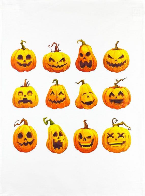 The Halloween Pumpkins large cotton tea towel