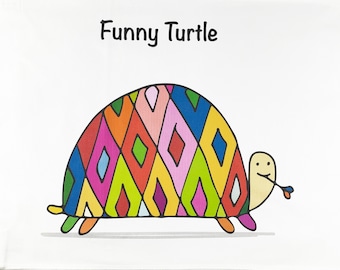 The Funny Turtle Large Cotton Tea Towel