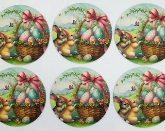 6 Easter themed beer mats with Bunny and Eggs Design, printed on both sides