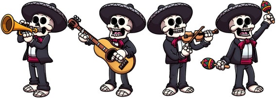 The Band of Bones - Musical Skulls Large Cotton Tea Towel