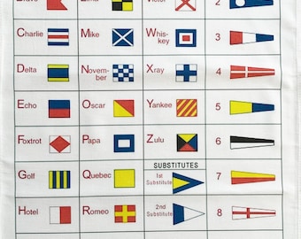 International Code of Signals (Maritime) large cotton tea towel