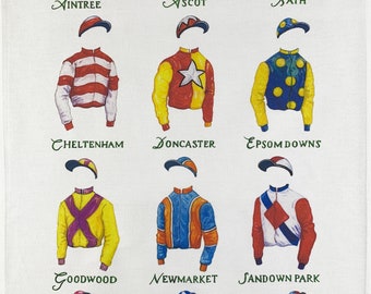 Collection of Horse Riding Silks Large Cotton Tea Towel