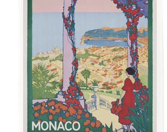 Monaco Monte‑Carlo Vintage Travel Poster Cotton Tea Towel