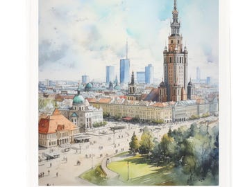 Warsaw, Poland Large Cotton Tea Towel