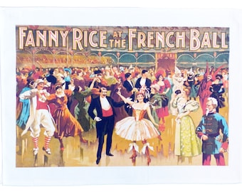 Fanny Rice at the French Ball - Retro Style Theatre Poster Style Large Cotton Tea Towel