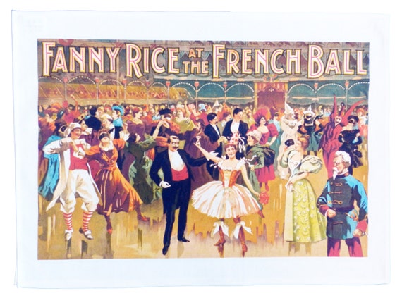 Fanny Rice at the French Ball - Retro Style Theatre Poster Style Large Cotton Tea Towel