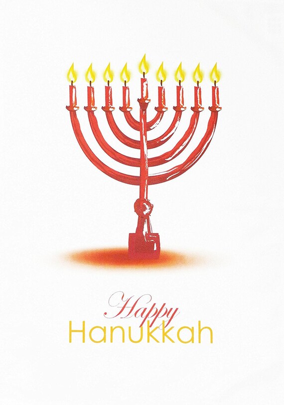 The Happy Hanukkah Large Cotton Tea Towel by Half a Donkey