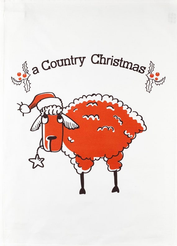 A Country Christmas Large Cotton Tea Towel