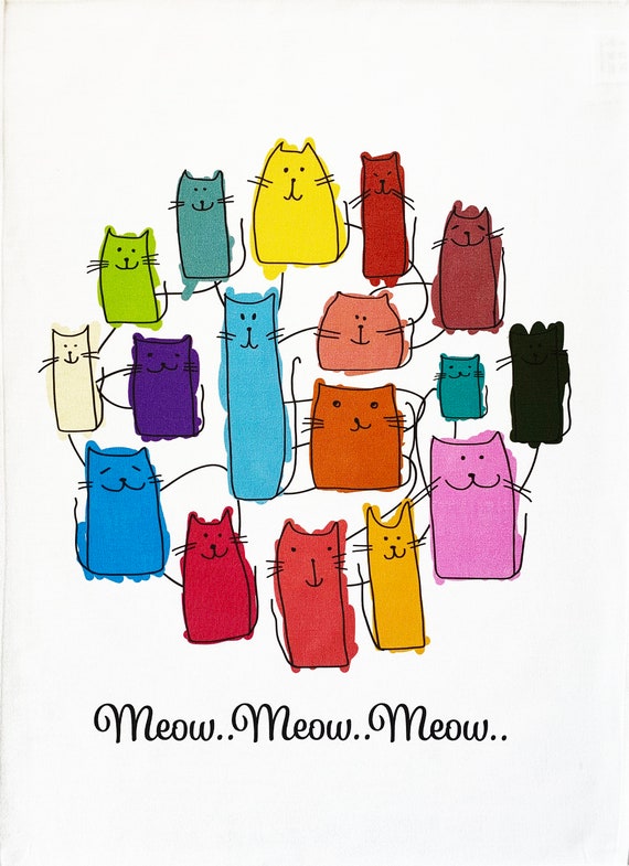 The Meow Cat Collection- Large Cotton Tea Towel