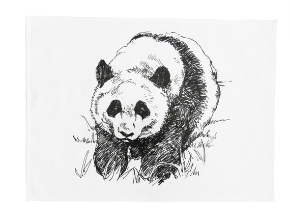 Black and White Panda - Large Cotton Tea Towel