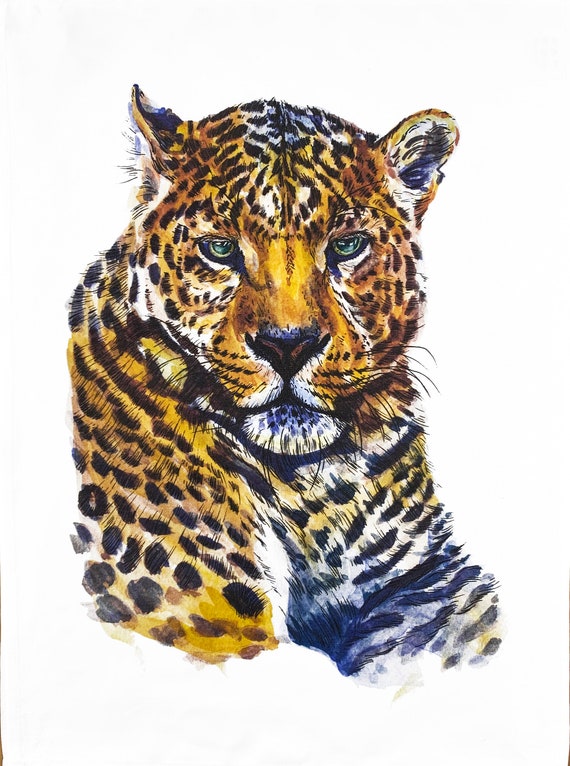 Portrait of a Cheetah Large Cotton Tea Towel