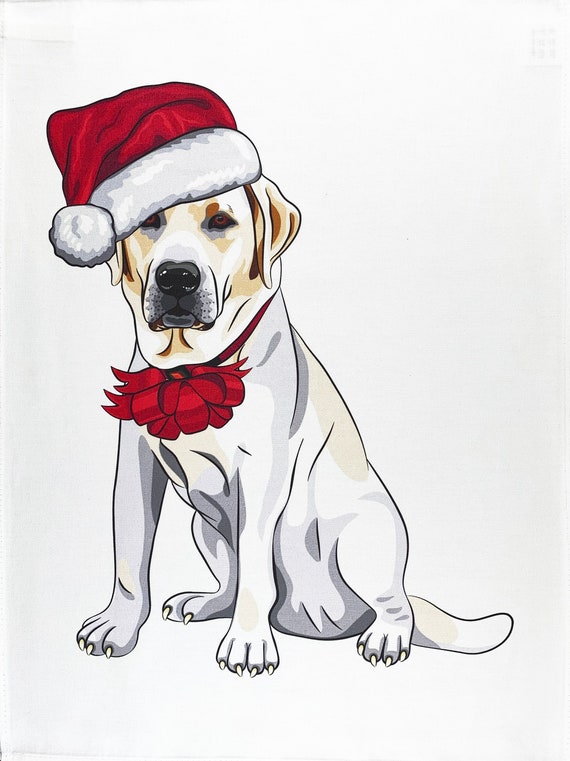 The Christmas Labrador - Large Cotton Tea Towel