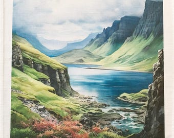 Isle of Skye Mountain Scene large cotton tea towel