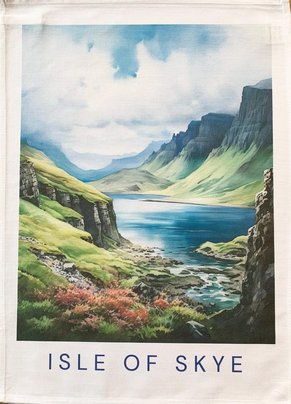 Isle of Skye Mountain Scene large cotton tea towel