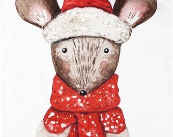 The Christmas Mouse Large Cotton Tea Towel