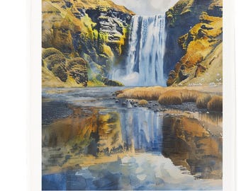 Skogafoss, Iceland, Large Cotton Tea Towel