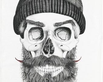 The Hand Drawn Hipster Large Cotton Tea Towel