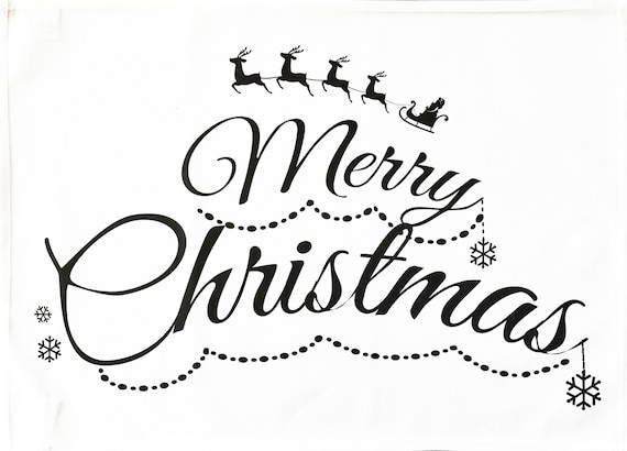 Merry Christmas - Large Cotton Tea Towel