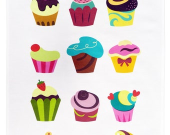 The Cupcake Large Cotton Tea Towel
