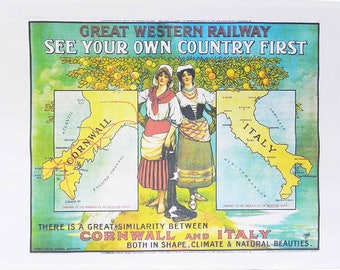 See Your Own Country First - Retro Style Travel Poster Large Cotton Tea Towel