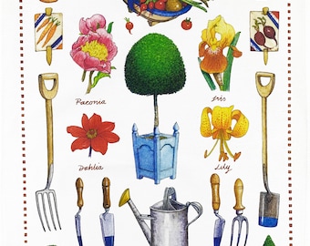 The Art of Gardening Large Cotton Tea Towel