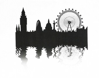 The London Skyline - Iconic London View- Large Cotton Tea Towel
