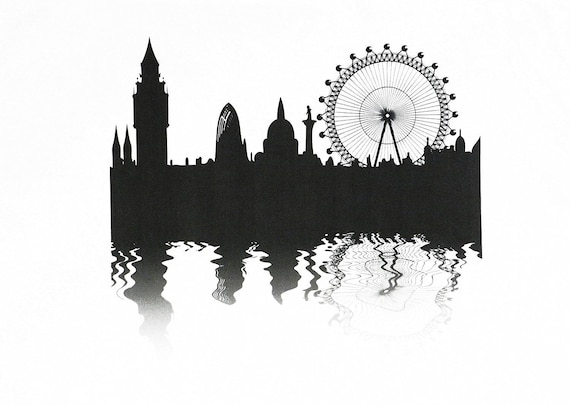 The London Skyline - Iconic London View- Large Cotton Tea Towel